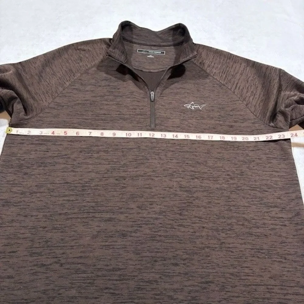 Greg Norman Mens L Brown 1/4 Zip Pullover Shark Logo Golf Lightweight Sweater - Picture 7 of 8